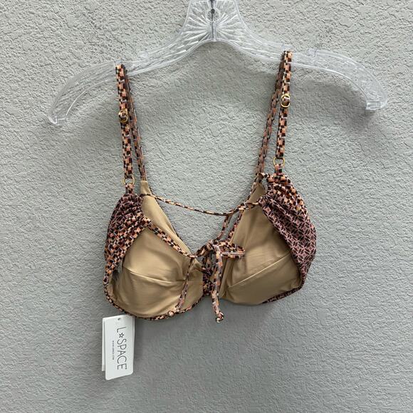 L Space Swimsuit Top Women's Size M Ringo Bikini Top Kaleidoscope Twin Print New - Picture 4 of 5